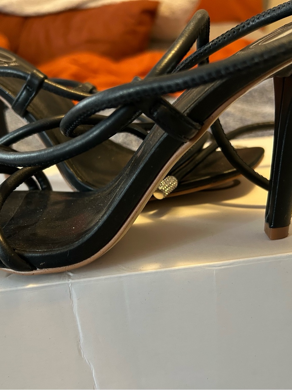 Black Strappy High Heel Sandals - Women